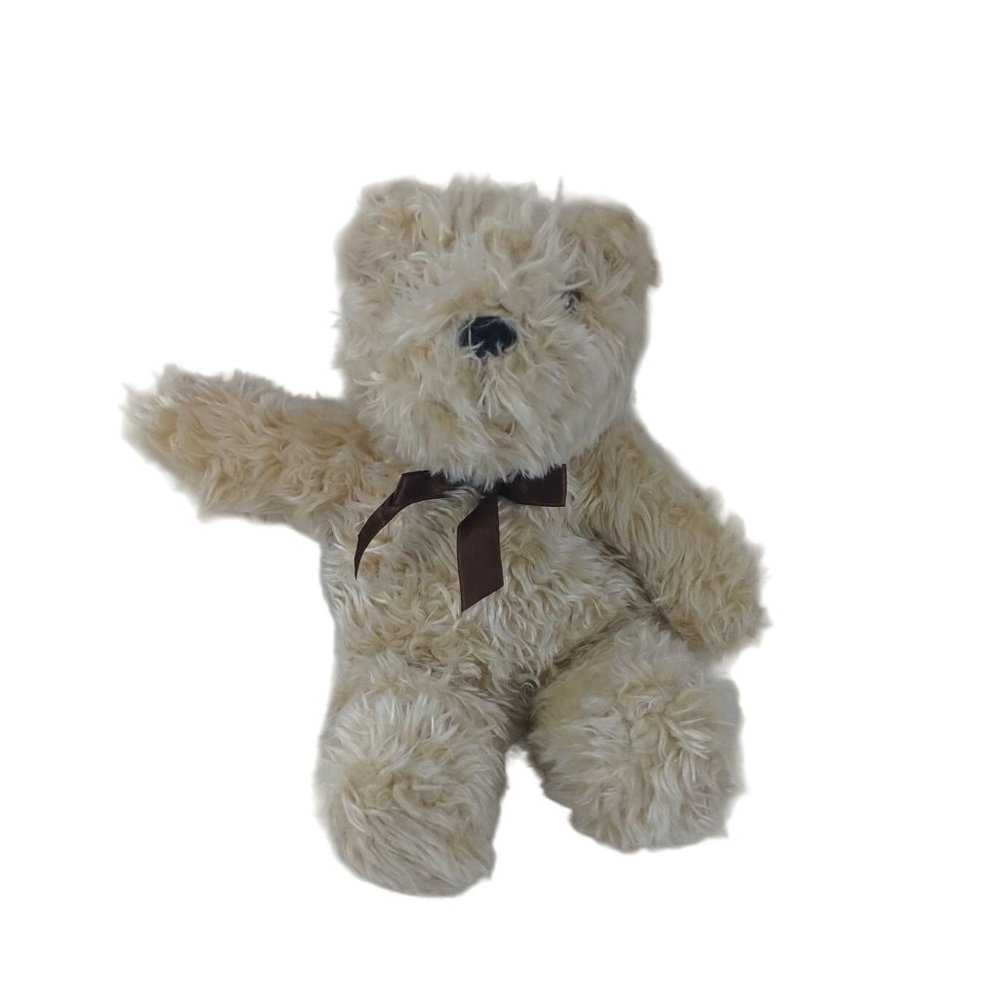 Midwestern Home Products Teddy Bear Plush Cream W/Brown Bow 13" Stuffed Animal